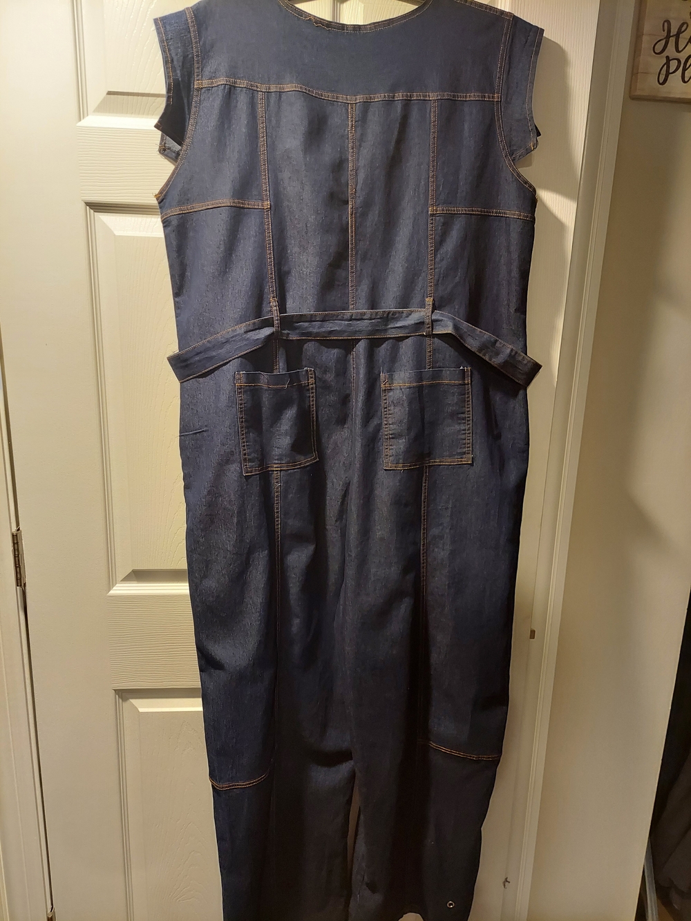 Denim Utility Jumpsuit Dress in Dark Blue